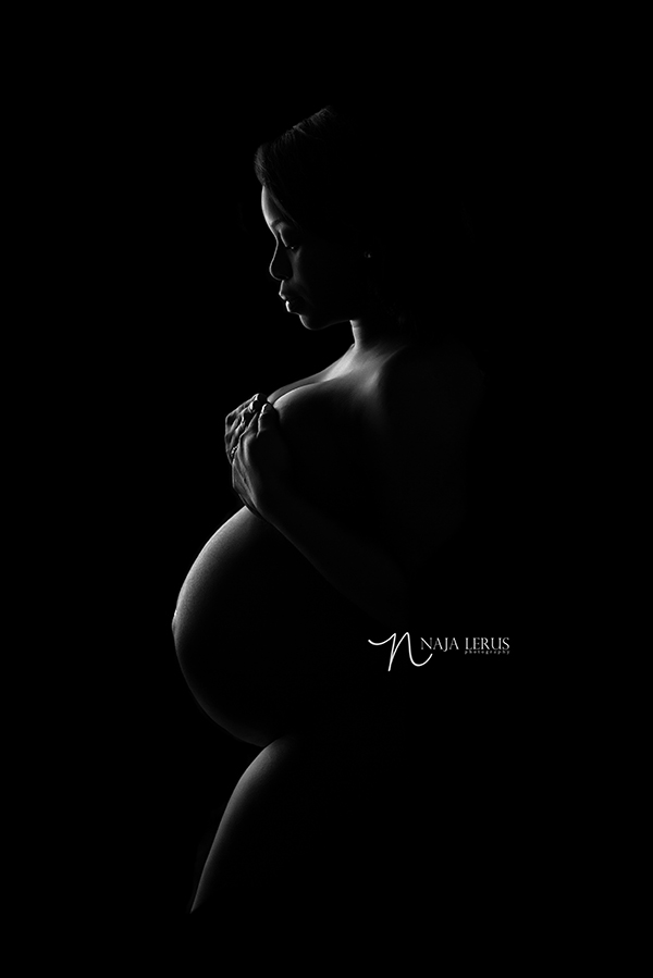 black and white maternity silhouette photography evanston IL