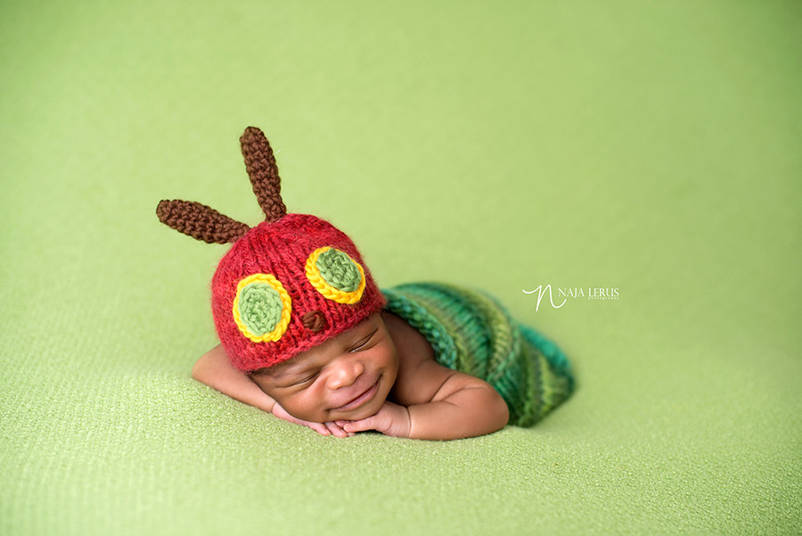 very hungry caterpillar themed newborn session evanston IL