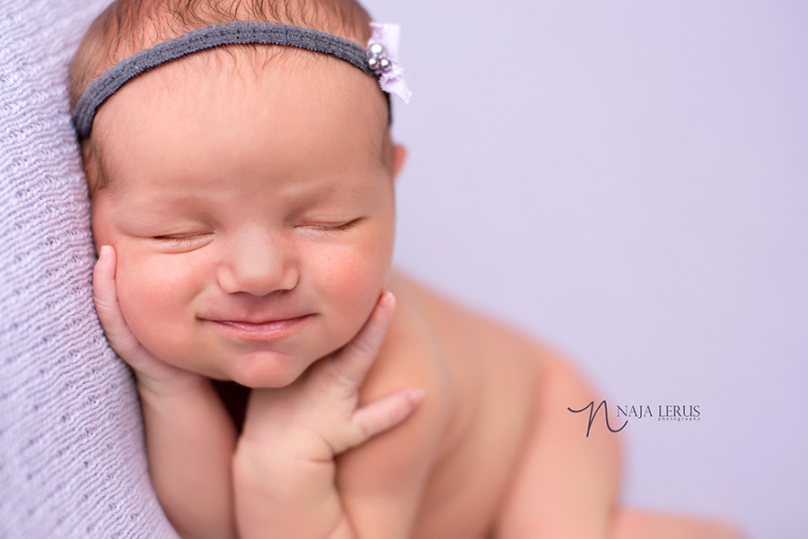 newborn smiling baby girl chicago IL