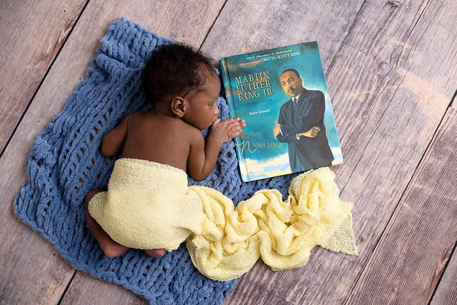 martin luther king book included in newborn shoot chicago IL