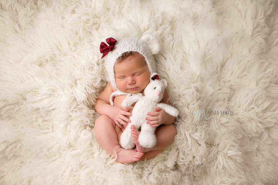 teddy bear newborn sleepy pose chicago