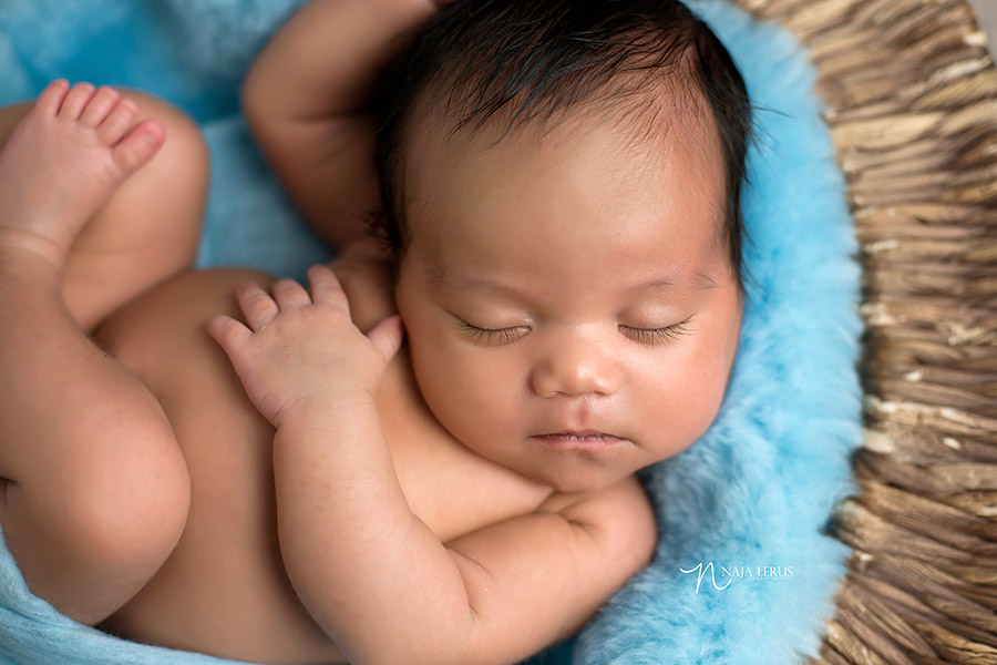 close up details eye lashes on newborn chicago photographer