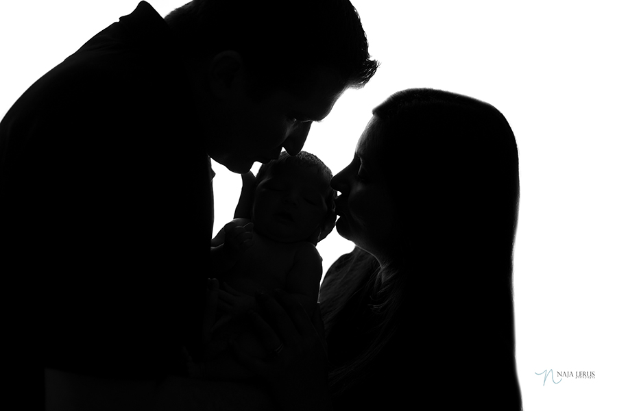 family silhouette newborn photography