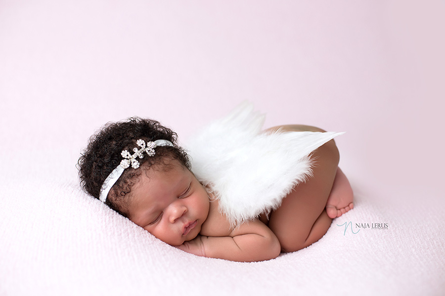 newborn with angel wings chicago IL photographer