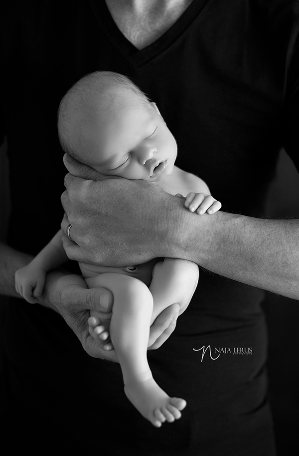 black and white modern newborn portraiture chicago IL