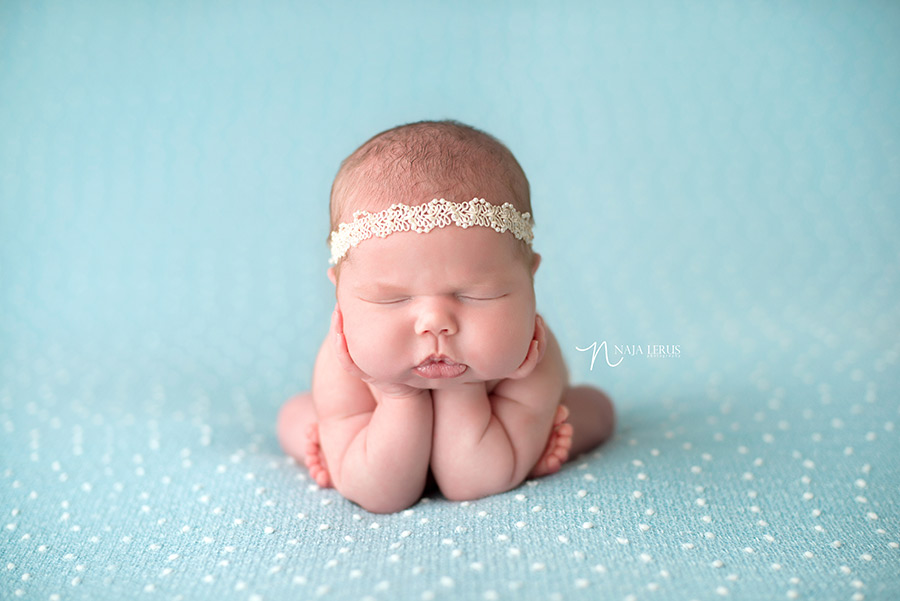 froggy pose hands in cheeks pose newborn whiting IN