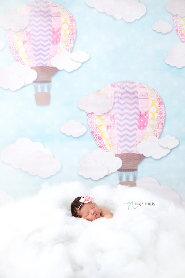 hot air balloon nursery theme included in newborn session chicago IL